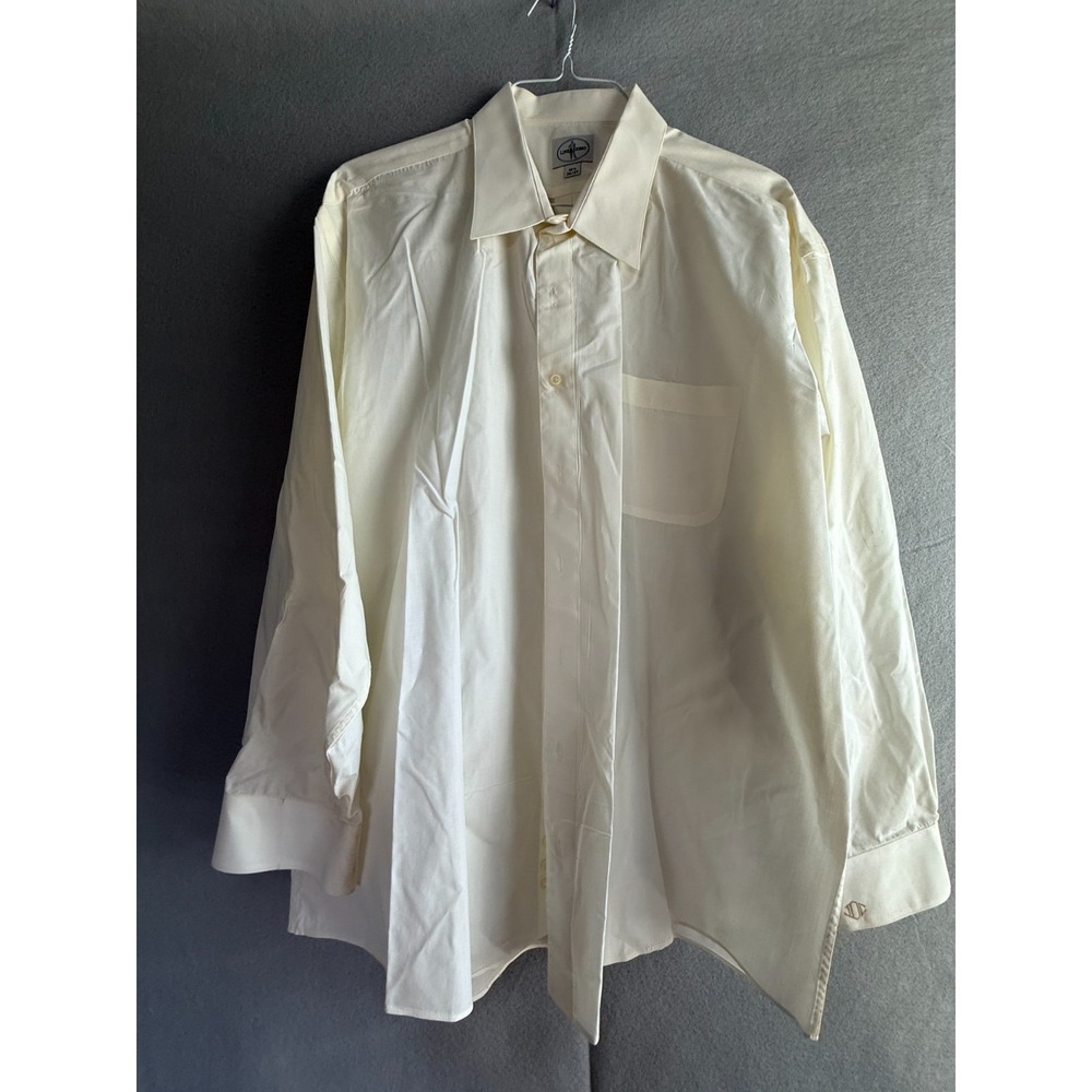 Linea Uomo Dress Shirt Men's 18.5 36/37‎ Ivory JDC Monogram French Cuff Formal